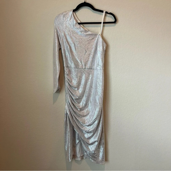Nordstrom Dresses & Skirts - Aidan AIDAN MATTOX silver one sleeve midi dress